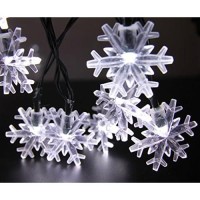 Inngree Solar Christmas String Lights Outdoor Waterproof 30 Led 20Feet Solar Snowflake Christmas Fairy Lights Decorations With 8 Lighting Modes For Garden Patio Yard Porch Wedding Party Decor(White)