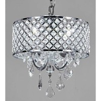 New Legend Lighting Chrome 4-Light Round Crystal Chandelier Pendant Ceiling Fixture