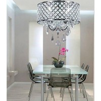 New Legend Lighting Chrome 4-Light Round Crystal Chandelier Pendant Ceiling Fixture