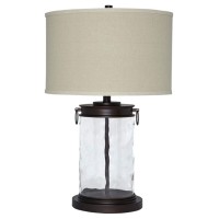 Signature Design By Ashley Tailynn Modern 2525 Glass Table Lamp With Hardback Shade Clear