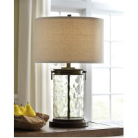 Signature Design By Ashley Tailynn Modern 2525 Glass Table Lamp With Hardback Shade Clear