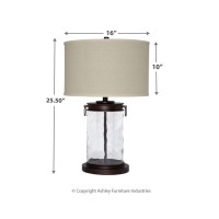 Signature Design By Ashley Tailynn Modern 2525 Glass Table Lamp With Hardback Shade Clear