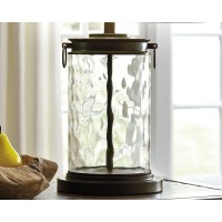 Signature Design By Ashley Tailynn Modern 2525 Glass Table Lamp With Hardback Shade Clear