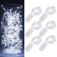 Oakhaomie 6 Pack 10Ft3M Led Starry String Lights 30 Micro Leds On Silvery Copper Wire 2Pcs Cr2032 Batteries Required And Inclu