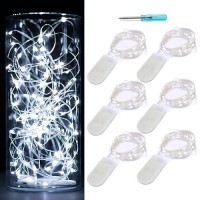 Oakhaomie 6 Pack 10Ft3M Led Starry String Lights 30 Micro Leds On Silvery Copper Wire 2Pcs Cr2032 Batteries Required And Inclu