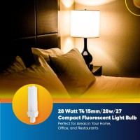 Replacement For Pl-C 15Mm/28W/27 Light Bulb By Technical Precision - 28W Compact Fluorescent Lamp With Gx3D-3 2 Pin Base - 2700K Warm White Energy Saving Plug In Light Bulb - 1 Pack