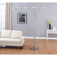 Artiva Usa Micah Plus Modern Led 5-Arched Satin Nickel Floor Lamp With Dimmer 88, Brushed Steel