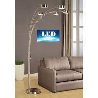 Artiva Usa Micah Plus Modern Led 5-Arched Satin Nickel Floor Lamp With Dimmer 88, Brushed Steel