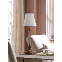 Light up a room with this twopiece set of traditional buffet table lamps from the Regency Hill lighting brand Each lamp comes in a light bronze finish frame with intricate detailing that adds a rich and elegant look and is topped by a bell shade that prov