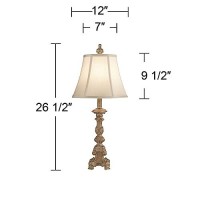 Regency Hill Elize Traditional French Country Style Vintage White Washed Candlestick Table Lamps 26.5