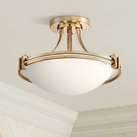 Deco Modern Ceiling Light Semi Flush Mount Fixture Warm Brass 16