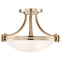 Deco Modern Ceiling Light Semi Flush Mount Fixture Warm Brass 16