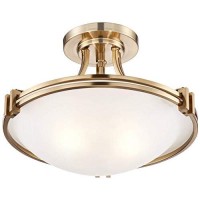 Deco Modern Ceiling Light Semi Flush Mount Fixture Warm Brass 16