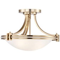 Deco Modern Ceiling Light Semi Flush Mount Fixture Warm Brass 16