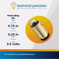 Technical Precision - 3.5V Retinoscope Bulb Replacement For Welch Allyn Wa-08200 - Clear Halogen Bulb In Metal Cylinder Body With Protruding Pin - For Welch Allyn Streak Retinoscope - 1 Pack