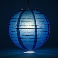 Quasimoon Paperlanternstore Decorative Paper Lantern - (Single, 14-Inch, Navy Blue, Even Ribbing) Round Paper Lantern - Ideal Wedding And Party Decor Or Home Accent, Lighting Optional