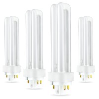 (4 Pack) Plc-13W 841, 4 Pin G24Q-1, 13 Watt Double Tube, Compact Fluorescent Light Bulb, Replacement For Philips 38328-1 Pl-C 13W/841/4P/Alto, Sylvania 20667 And Ge 97597 - F13Dbx/841/Eco4P