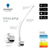 Daylight Company Unolamp Clamp Light Touch Dimmable Desk Lamp 4 Brightness Level Ideal For Hobbies Art Beauty Salons Readi