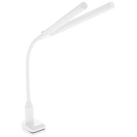 Daylight Company Duolamp Clamp Light, Double Head, Touch Dimmable Desk Lamp, 4 Brightness Level, Ideal For Hobbies, Art, Beauty Salons, Reading And More, White [Energy Class A]