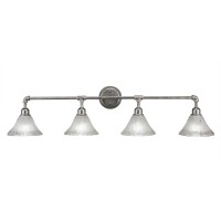 Vintage 4 Light Bath Bar Shown In Aged Silver Finish With 7