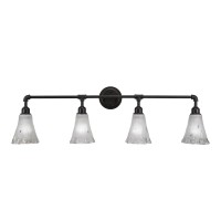 Vintage 4 Light Bath Bar Shown In Dark Granite Finish With 5.5 Frosted Crystal Glass