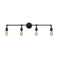 Vintage 4 Light Bath Bar Shown In Dark Granite Finish With 60 Watt Amber Antique Bulb