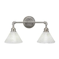 Vintage 2 Light Bath Bar Shown In Aged Silver Finish With 7