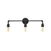 Vintage 3 Light Bath Bar Shown In Dark Granite Finish With 60 Watt Amber Antique Bulb