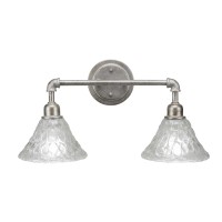 Vintage 2 Light Bath Bar Shown In Aged Silver Finish With 7