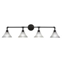 Vintage 4 Light Bath Bar Shown In Dark Granite Finish With 7 Frosted Crystal Glass