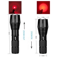 Aukvi 2 Pcs Powerful Red Led Flashlight Single Mode Long Range Red Hunting Light Torch Zoombale Waterproof Red Torch Best For A