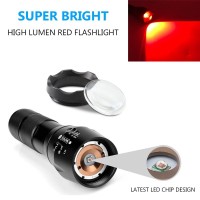 Aukvi 2 Pcs Powerful Red Led Flashlight Single Mode Long Range Red Hunting Light Torch Zoombale Waterproof Red Torch Best For A