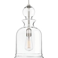 Staunton Collection 1-Light Clear Glass Global Pendant Light Brushed Nickel