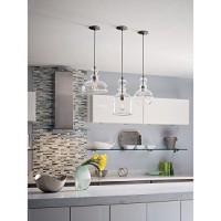 Staunton Collection 1-Light Clear Glass Global Pendant Light Brushed Nickel