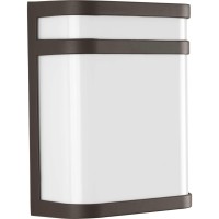 Progress Lighting Valera Led Collection 1-Light Matte White Acrylic Shade Modern Outdoor Medium Wall Lantern Light Architectural Bronze