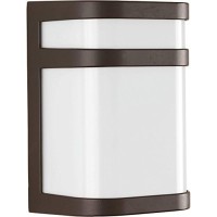 Progress Lighting Valera Led Collection 1-Light Matte White Acrylic Shade Modern Outdoor Small Wall Lantern Light Architectural Bronze