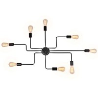 Unitary Farmhouse Semi Flush Mount Ceiling Light Fixture, Lights For Bedroom, Black Metal Sputnik Kitchen Light Fixtures With 8 E26 Bulb Sockets, Hallway Light Fixtures, Lamps For Living Room