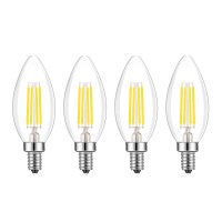 Lamsky (4-Pack) E14 European Base Led Filament C35 Bullet Top Vintage Edison Bulb,4W Daylight 6000K, No-Dimmable