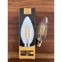 Lamsky (4-Pack) E14 European Base Led Filament C35 Bullet Top Vintage Edison Bulb,4W Daylight 6000K, No-Dimmable