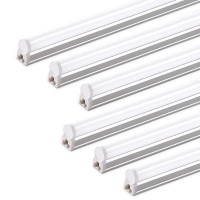 Barrina (6 Pack) Led T5 Integrated Single Fixture, 4Ft, 2200Lm, 6500K Super Bright White, 20W Utility Led Shop Light, Ceiling And Under Cabinet Light, Corded Electric With On/Off Switch, Etl Listed