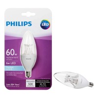 Philips 461848 60W Equivalent Dimmable Daylight B12 Candelabra Led Light Bulb, 4-Pack,