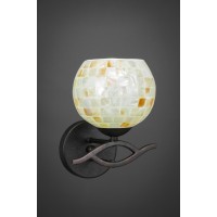 Revo Wall Sconce Shown In Dark Granite Finish With 6 Mystic Seashell Glass