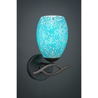 Revo Wall Sconce Shown In Dark Granite Finish With 5 Turquoise Fusion Glass