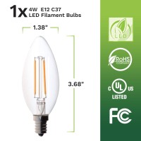 Bioluz Led 40W Filament Candelabra Bulb, E12 Base High Efficiency Led Candle Bulb, Ul Listed