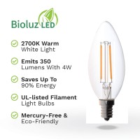 Bioluz Led 40W Filament Candelabra Bulb, E12 Base High Efficiency Led Candle Bulb, Ul Listed