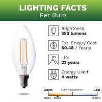 Bioluz Led 40W Filament Candelabra Bulb, E12 Base High Efficiency Led Candle Bulb, Ul Listed