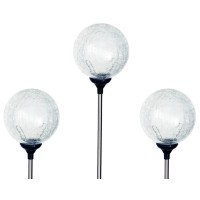 Sogrand 3Pcs,Solar Lights Outdoor,3 Color Led Crackle Glass Globe Stainless Steel,Solar Light,Solar Garden Lights,Solar Path Lights,For Lawn Patio Yard Walkway Driveway Pathway Landscape