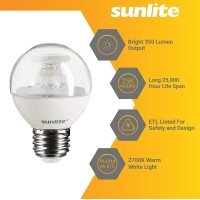 Sunlite G16/Led/5W/E26/D/Cl/E/27K/3Pk Dimmable Energy Star 2700K Medium Base Warm White Led Globe G16 5W Light Bulb (3 Pack), Clear