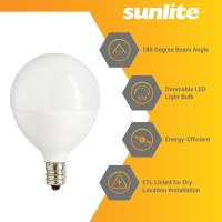 Sunlite Led G16.5 Frosted Globe Light Bulb, 5 Watts (40W Equivalent), 350 Lumens, Dimmable, Candelabra E12 Base, Short Bulbs, Vanity Bulbs, Energy Star Listed, 2700K Soft White, 6 Count