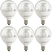 Sunlite 40298 Led G16.5 Globe Light Bulb, 7 Watts (60W Equivalent), 500 Lumens, 2700K Warm White, Dimmable, Candelabra E12 Base, Short Bulbs, Vanity Bulbs, Energy Star Listed, Clear, 6 Count